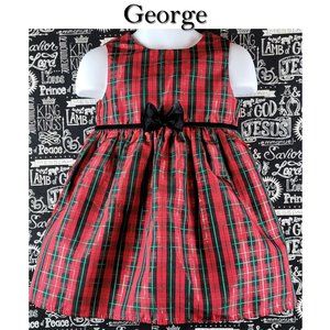 George Christmas Plaid Red Dress Size 2T